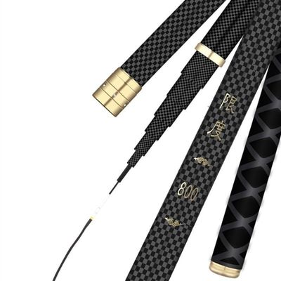 Super Light Hard Carbon Fiber Hand Fishing Pole Telescopic Fishing Rod 2.7M/3.6M/3.9M/4.5M/5.4M/6.3M/7.2M/8M/9M/10M Stream Rod DaJiKan (Color : Black, Length : 5.4m)