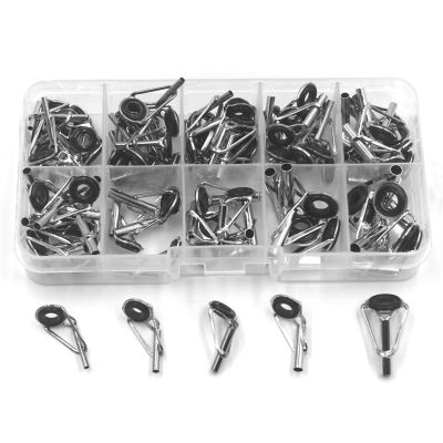 80pcs/Box Size1-10# Fishing Rod Guide Tip Repair Kit Set DIY Eye Rings Stainless Steel Frames Ceramics TS Line Guide Ring DaJiKan