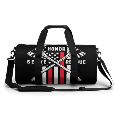 FunnyStar Firefighter American Flag Thin Red Line Fireman Gym Bag for Women and Men Travel Duffel Bag for Sports Print Gymbag