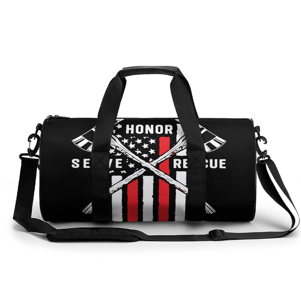 FunnyStar Firefighter American Flag Thin Red Line Fireman Gym Bag for Women and Men Travel Duffel Bag for Sports Print Gymbag