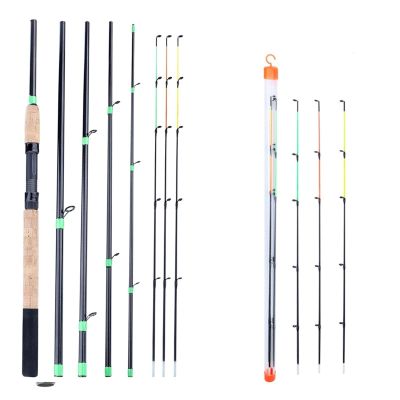 Feeder Fishing Rod Lengthened Handle 6 Sections Fishing Rod L M H Power Carbon Fiber Travel Rod Fishing Tackle DaJiKan (Color : Purple)