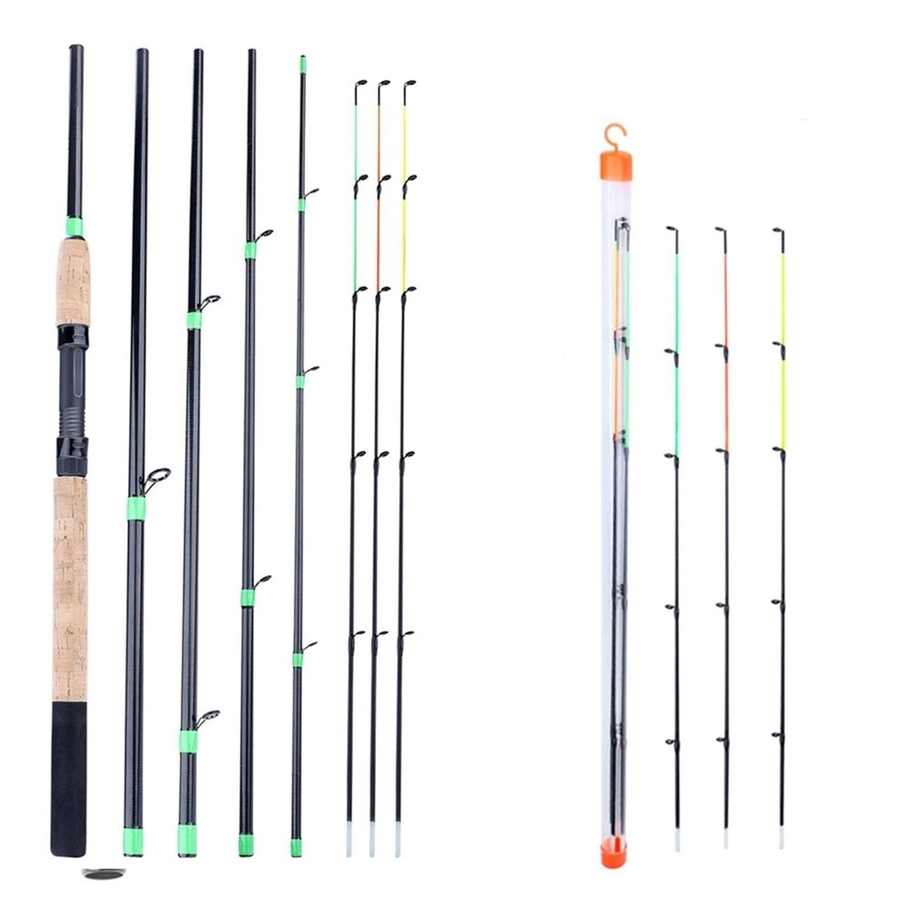 Feeder Fishing Rod Lengthened Handle 6 Sections Fishing Rod L M H Power Carbon Fiber Travel Rod Fishing Tackle DaJiKan (Color : Purple)