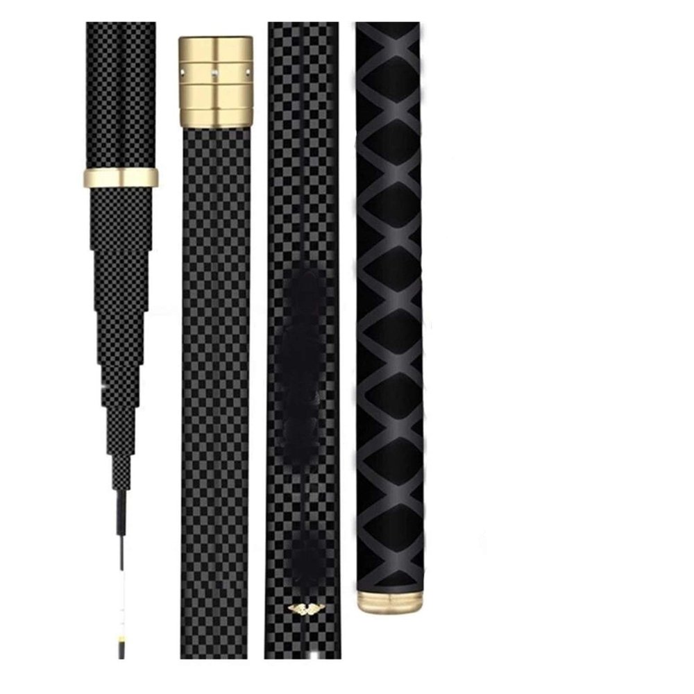 Carbon Fiber Telescopic Power Hand Pole Fishing Rod 2.7M-10M Travel Ultra Light Carp Fishing Rod Feeder DaJiKan (Color : Black, Length : 5.4m)