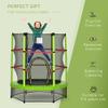 Outsunny 5FT Trampoline for Kids, 55" Mini Indoor Outdoor Toddler Trampoline Toy with Enclosure Net, Springless Design, Safety Pad and Steel Frame, Gift for Boys Girls 3 to 6 Years Green view 3