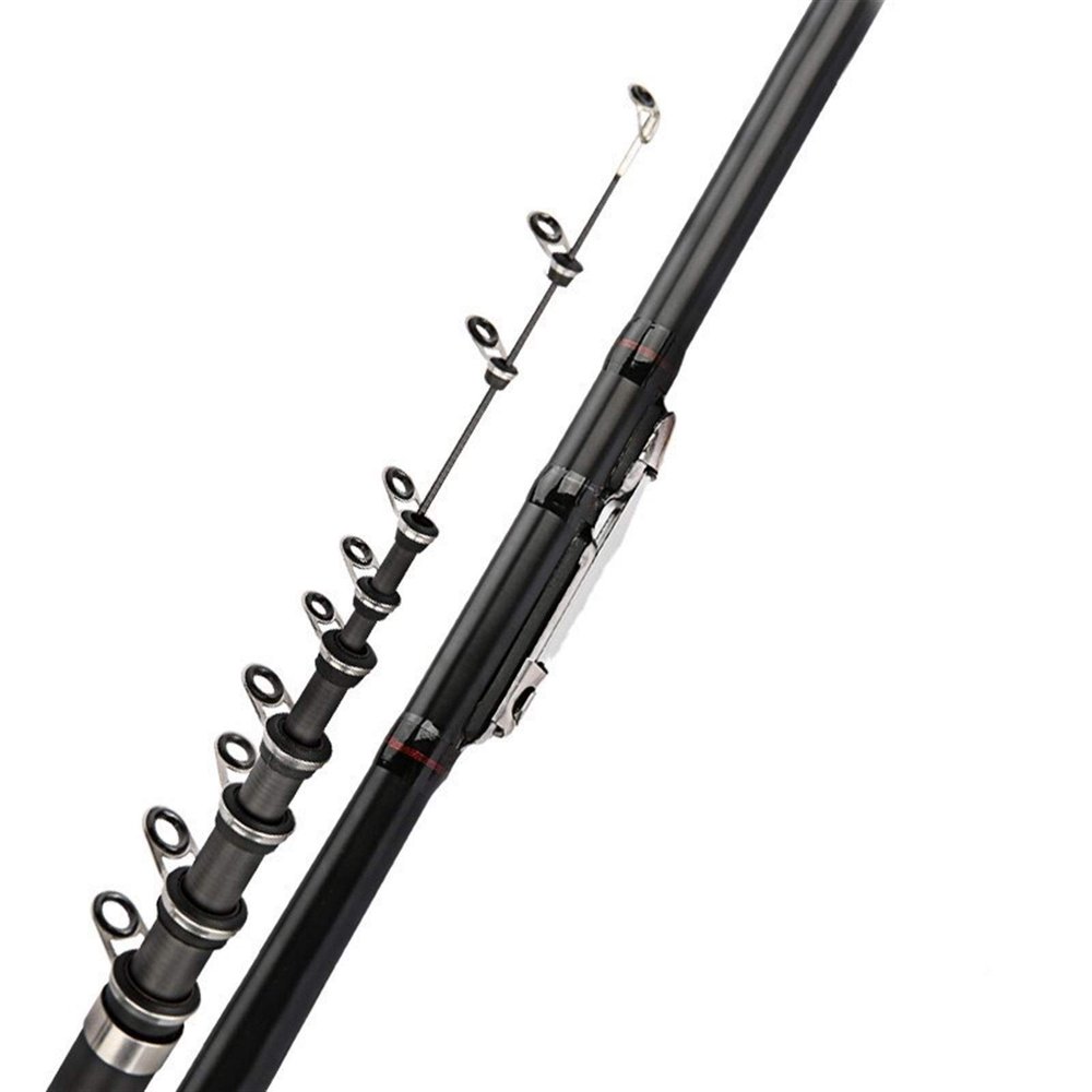 Carbon Fiber Spinning Fishing Rod Power Telescopic Rock Fishing Rod Carp Feeder Rod Travel Boats Sea 2.4-6.3m DaJiKan (Color : Black, Length : 3.6 m)