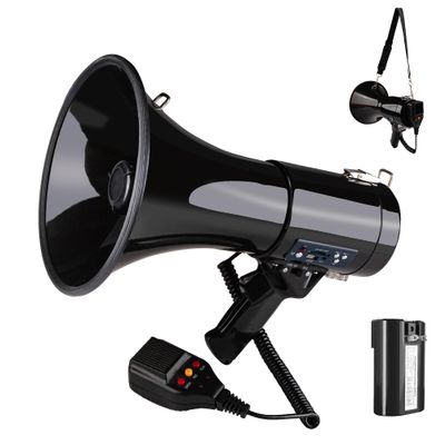 Loudmore Professional 50 Watt Megaphone Bullhorn with Detachable Microphone, USB/SD/MMC Reader, AUX Input, Recording and Siren - Perfect for Indoor/Outdoor Sporting Events and Crowd Control (Black)