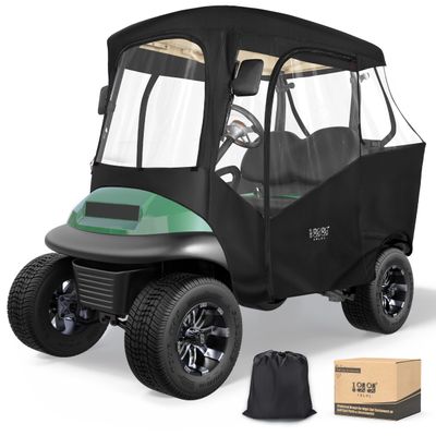 10L0L Golf Cart Driving Enclosures 2 Passenger for Club Car DS & Precedent, 4-Sided Clear Window and Oxford Cloth, Snow Golf Cart Rain Covers All Weather Waterproof Windproof