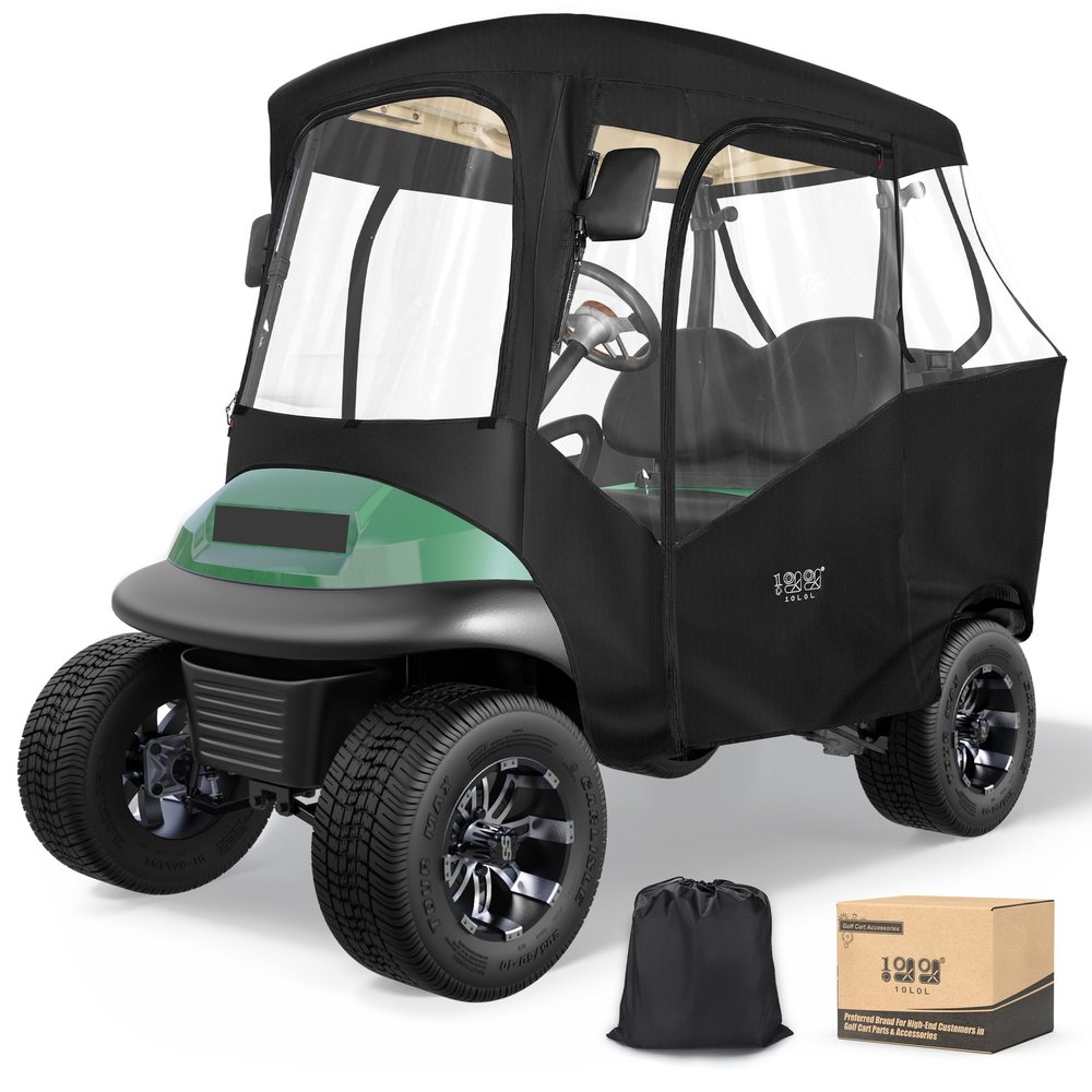 10L0L Golf Cart Driving Enclosures 2 Passenger for Club Car DS & Precedent, 4-Sided Clear Window and Oxford Cloth, Snow Golf Cart Rain Covers All Weather Waterproof Windproof