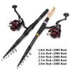 1.8m 2.1m 2.4m 2.7m 3.0m Carbon Fiber Telescopic Fishing Rod Portable Spinning Rod and Spinning Reels DaJiKan (Color : White, Length : 1.8 m) view 4