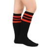 Durio Girls Knee High Socks Soft Cute Toddler Knee High Socks for Girls Unisex Kids Tube Socks 01 Black with Red Stripes view 2