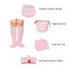 Durio Girls Knee High Socks Soft Cute Toddler Knee High Socks for Girls Unisex Kids Tube Socks 01 Black with Red Stripes view 4