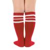 Durio Girls Knee High Socks Soft Cute Toddler Knee High Socks for Girls Unisex Kids Tube Socks 01 Red with White Stripes view 3