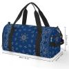 Blue Paisley Bandana Printed Gym Bag Sports Travel Duffel Bag Funny Gymbag with Shoe Compartments view 2