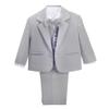 Dressy Daisy Infant Baby Boy' 5 Pcs Set Formal Tuxedo Suits No Tail Wedding Outfits Size 3 Months Light Gray view 1