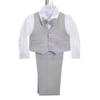 Dressy Daisy Infant Baby Boy' 5 Pcs Set Formal Tuxedo Suits No Tail Wedding Outfits Size 3 Months Light Gray view 3