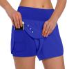 Ksmien Women's 2 in 1 Running Shorts - Lightweight Athletic Workout Gym Yoga Shorts Liner with Phone Pockets Royal Blue view 1