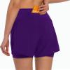 Ksmien Women's 2 in 1 Running Shorts - Lightweight Athletic Workout Gym Yoga Shorts Liner with Phone Pockets Purple view 2
