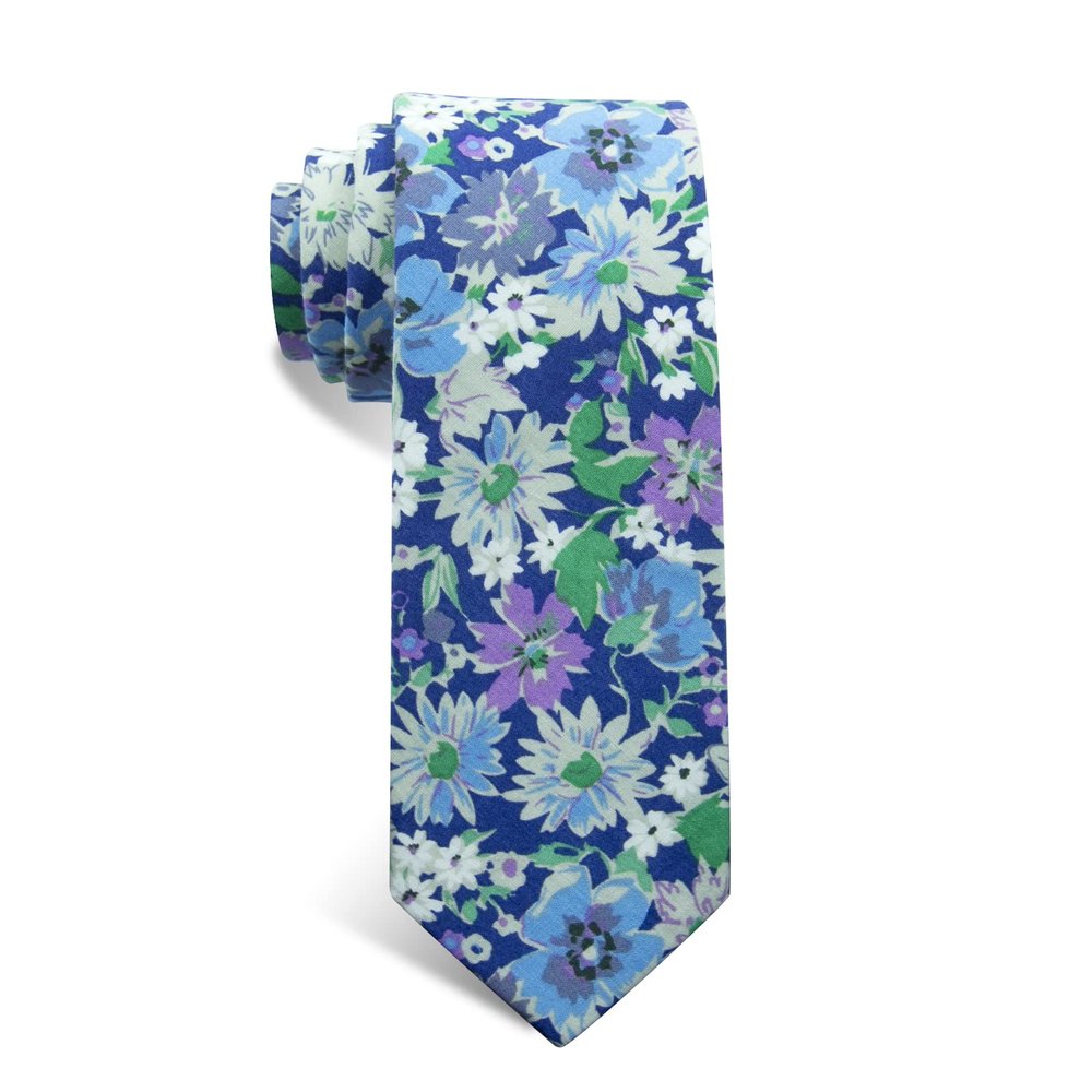 Mantieqingway Men's Cotton Printed Floral Neck Tie Skinny Ties