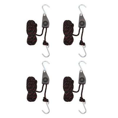 Blueshyhall Kayak Rope Tie Downs Straps 4 Pcs - 1/4" x 11.5Ft Kayak Ratchet Bow and Stern Tie Down, Heavy Duty Adjustable Rope Hanger Kayak and Canoe Accessories