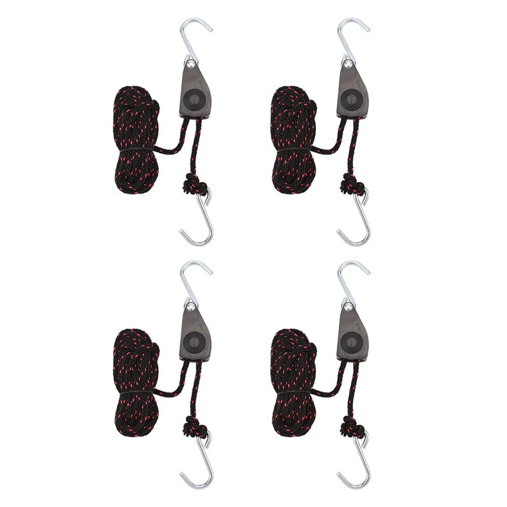 Blueshyhall Kayak Rope Tie Downs Straps 4 Pcs - 1/4" x 11.5Ft Kayak Ratchet Bow and Stern Tie Down, Heavy Duty Adjustable Rope Hanger Kayak and Canoe Accessories
