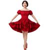 Women Gothic Steampunk Dress Victorian Ruffled High Low Dress (X-Small, Red) view 3