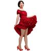 Women Gothic Steampunk Dress Victorian Ruffled High Low Dress (X-Small, Red) view 4