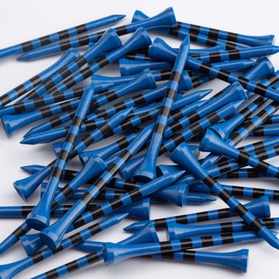 MAZEL Natural Wood/Bamboo Golf Tees 2 3/4 Inch & 3 1/4 Inch,Pack 50 or 120,Reduce Friction & Side Spin,More Stable Golf Tees (50 Pack (25 * 2-3/4"+25 * 3-1/4"),Blue)