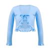 dPois Kids Girls Ballet Dance Warp Tops Knotted Long Sleeve Cotton Cardigan Shawl Cape Cover Up Tee Dancewear Light Blue 3 Years view 1