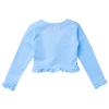 dPois Kids Girls Ballet Dance Warp Tops Knotted Long Sleeve Cotton Cardigan Shawl Cape Cover Up Tee Dancewear Light Blue 3 Years view 2
