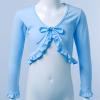 dPois Kids Girls Ballet Dance Warp Tops Knotted Long Sleeve Cotton Cardigan Shawl Cape Cover Up Tee Dancewear Light Blue 3 Years view 3
