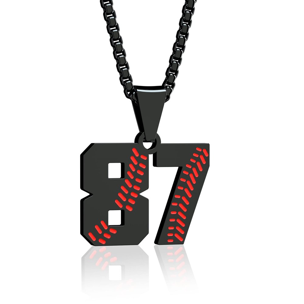 Aiyo Fashion Inspiration Baseball Jersey Number 0-99 Necklace - Stainless Steel Baseball Chain Pendant Necklace - Team Jewelry Gift for Boys & Girls