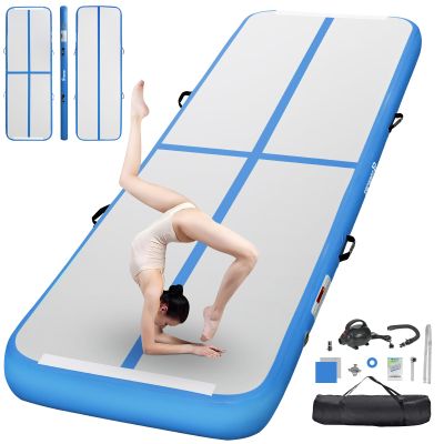 FBSPORT 10ft Gymnastics Training Mats Inflatable Air Gymnastics Mat 4 inches Thickness Inflatable Floor Mats for Home Use/Training/Cheerleading/Yoga/Water with Pump