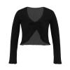 dPois Kids Girls Ballet Dance Warp Tops Knotted Long Sleeve Cotton Cardigan Shawl Cape Cover Up Tee Dancewear Black 6 Years view 1