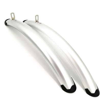 700C Road Bicycle Front Rear Fender Retro Bicycle Fixed Gear Bike Fender Bicycle Practical Parts Silver Black DaJiKan (Color : Silver 1pair)