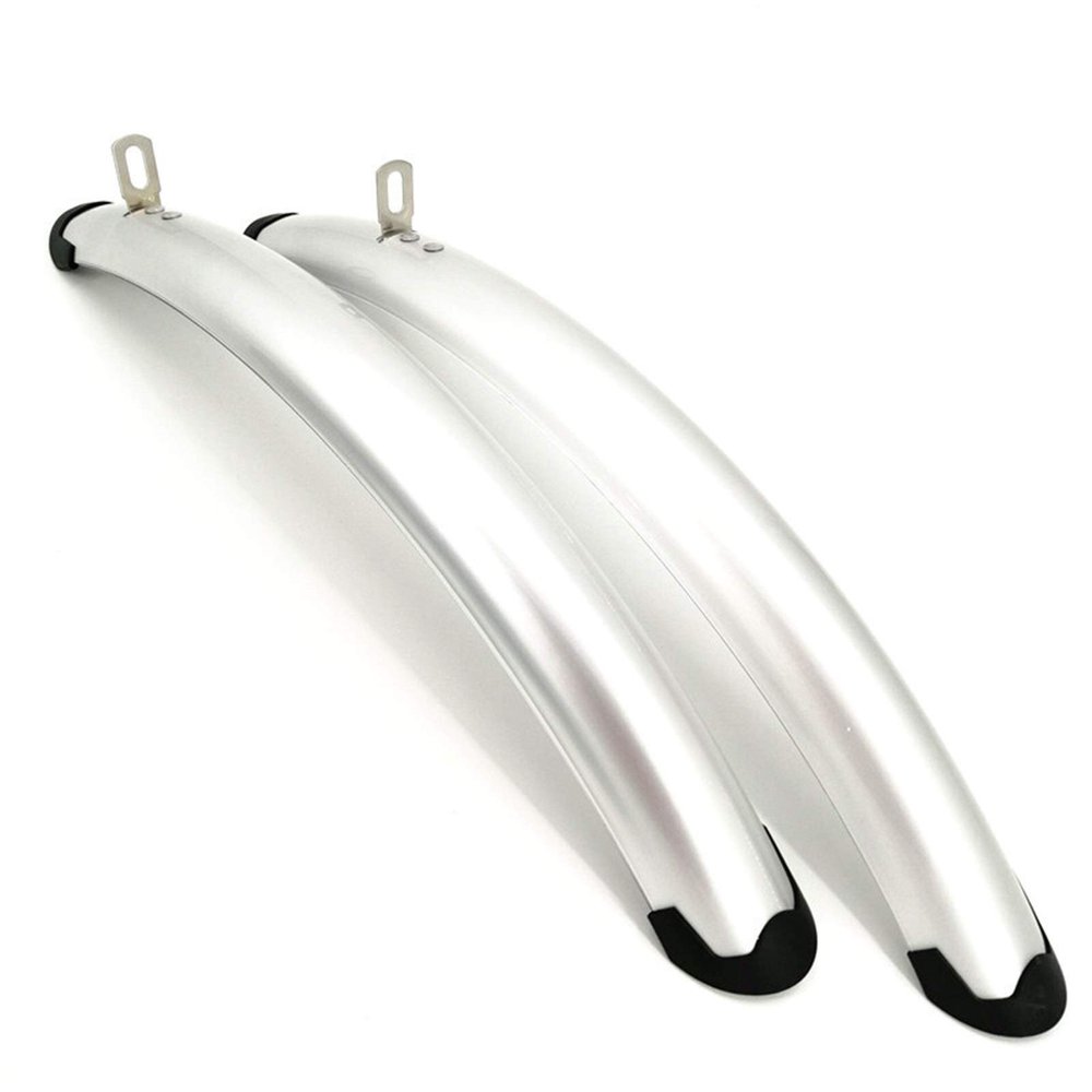 700C Road Bicycle Front Rear Fender Retro Bicycle Fixed Gear Bike Fender Bicycle Practical Parts Silver Black DaJiKan (Color : Silver 1pair)