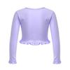 dPois Kids Girls Ballet Dance Warp Tops Knotted Long Sleeve Cotton Cardigan Shawl Cape Cover Up Tee Dancewear Light Purple 12 Years view 2