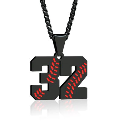 Aiyo Fashion Inspiration Baseball Jersey Number 0-99 Necklace - Stainless Steel Baseball Chain Pendant Necklace - Team Jewelry Gift for Boys & Girls