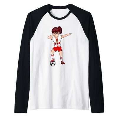 Dabbing Soccer Girl Northern Ireland Football Fans Jersey Raglan Baseball Tee