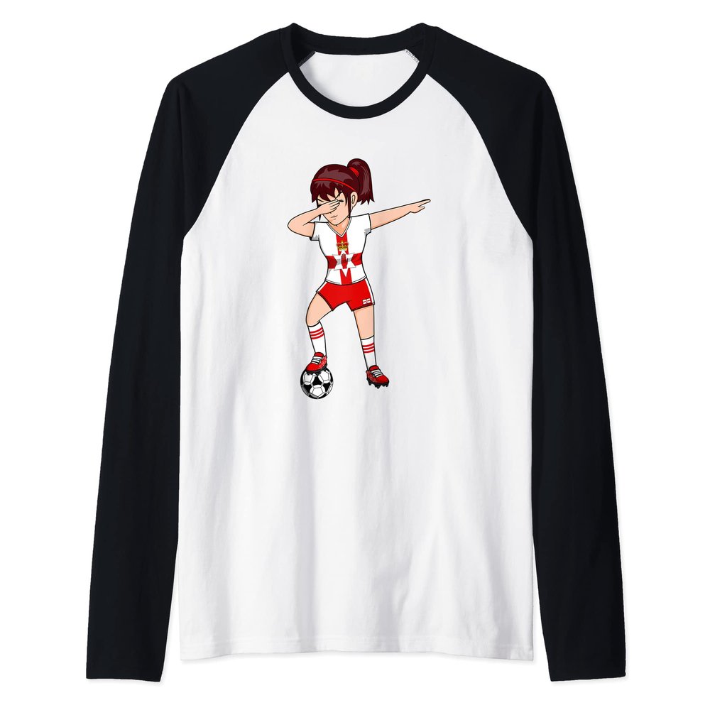 Dabbing Soccer Girl Northern Ireland Football Fans Jersey Raglan Baseball Tee