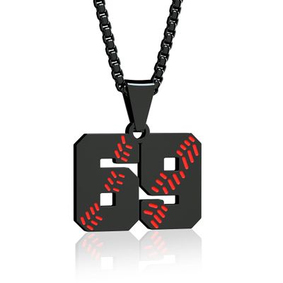 Aiyo Fashion Inspiration Baseball Jersey Number 0-99 Necklace - Stainless Steel Baseball Chain Pendant Necklace - Team Jewelry Gift for Boys & Girls
