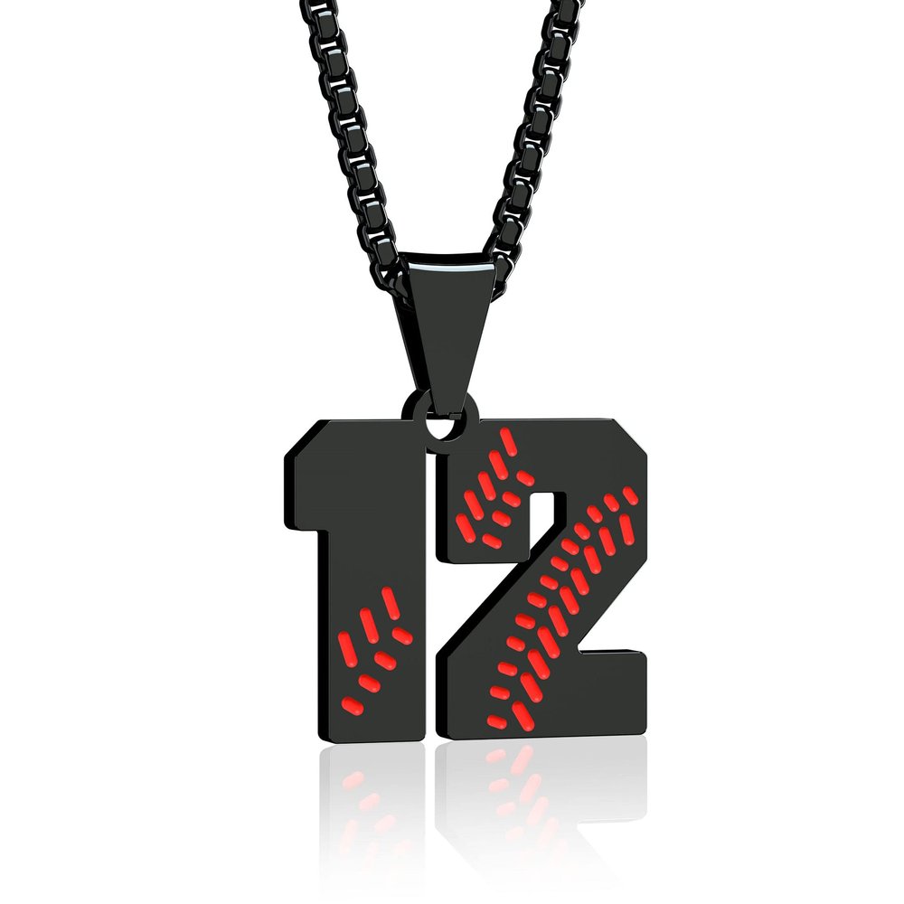 Aiyo Fashion Inspiration Baseball Jersey Number 0-99 Necklace - Stainless Steel Baseball Chain Pendant Necklace - Team Jewelry Gift for Boys & Girls