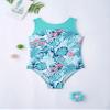 Yihuimin Kids Girls Digital Printed Cutout Back One Piece Gymnastics Leotard Ballet Dance Athletic Top Palm Leaves Green 4 Years view 3