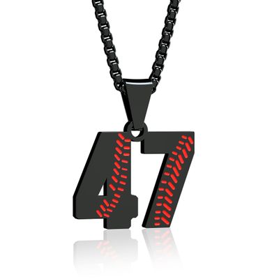 Aiyo Fashion Inspiration Baseball Jersey Number 0-99 Necklace - Stainless Steel Baseball Chain Pendant Necklace - Team Jewelry Gift for Boys & Girls