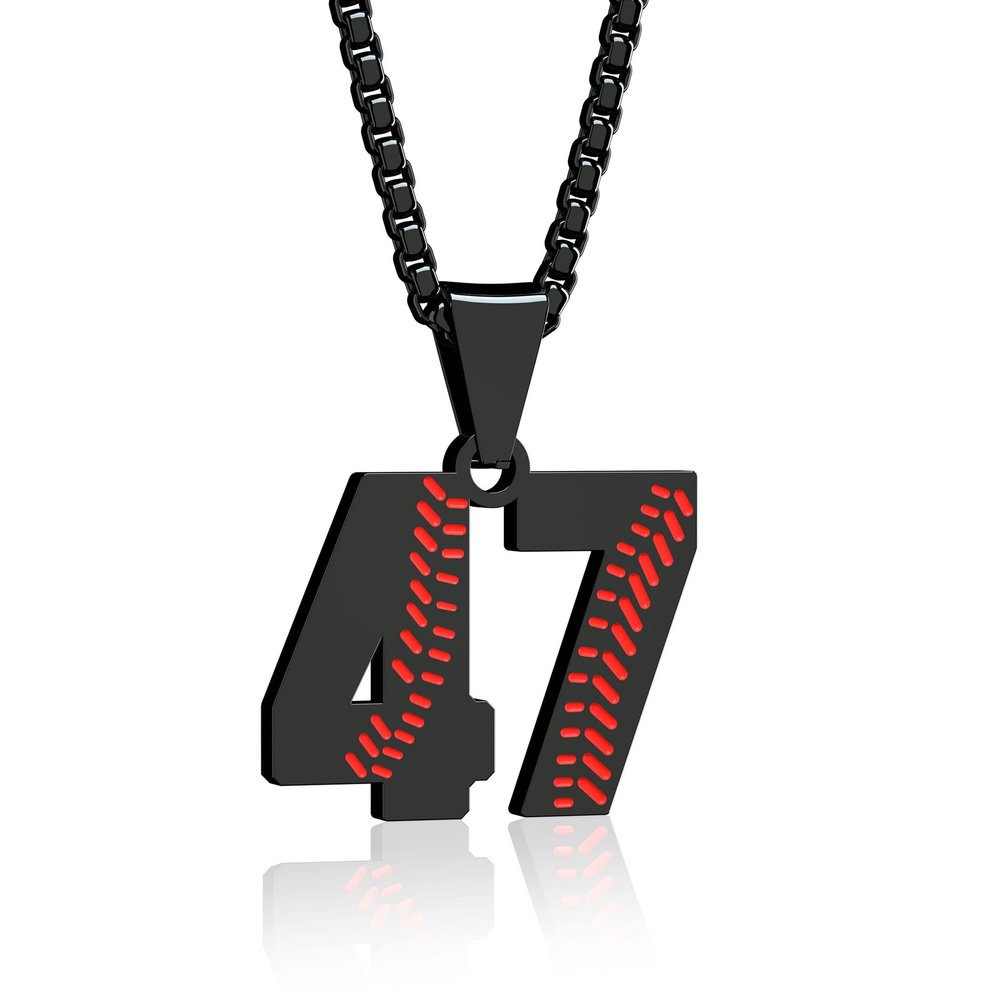 Aiyo Fashion Inspiration Baseball Jersey Number 0-99 Necklace - Stainless Steel Baseball Chain Pendant Necklace - Team Jewelry Gift for Boys & Girls