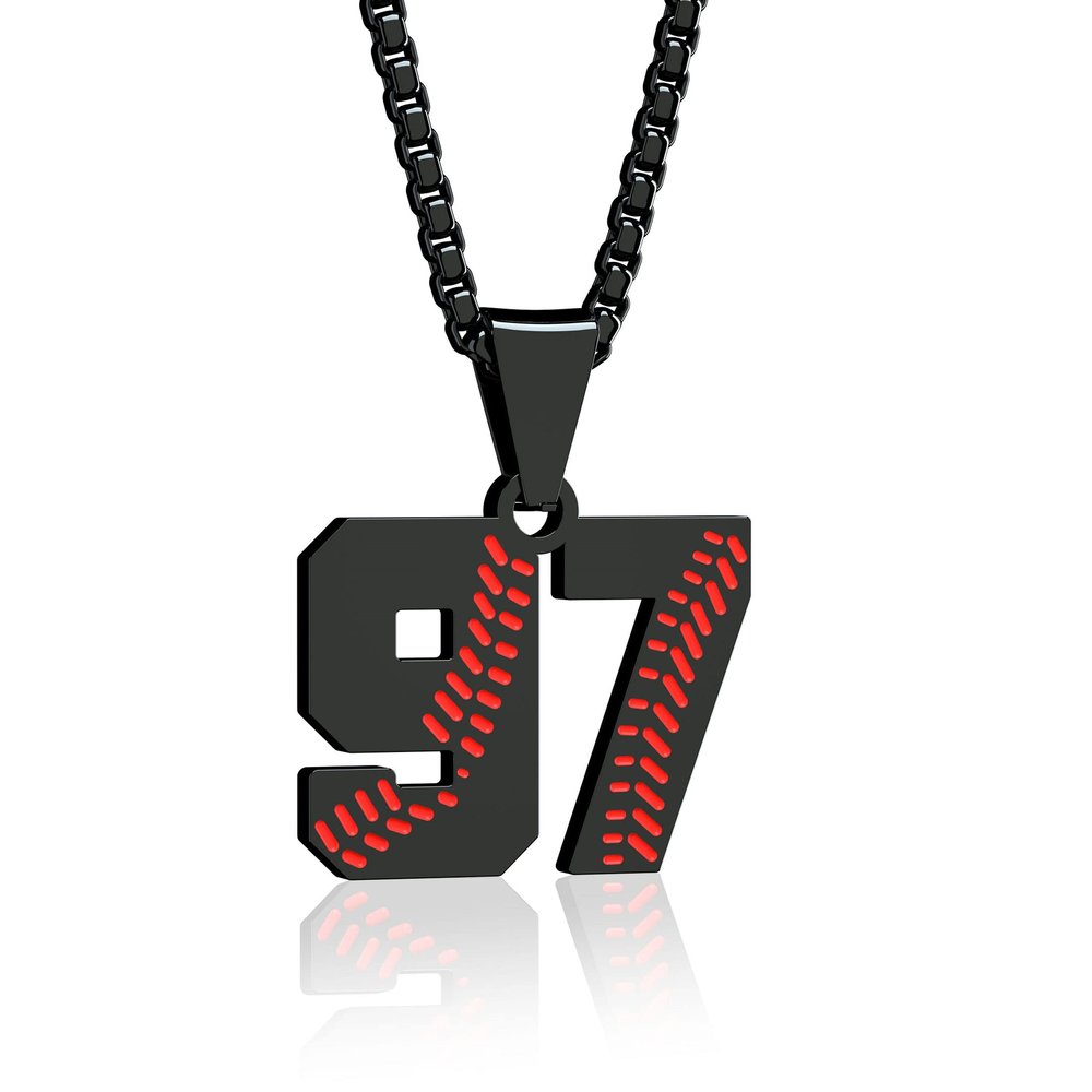 Aiyo Fashion Inspiration Baseball Jersey Number 0-99 Necklace - Stainless Steel Baseball Chain Pendant Necklace - Team Jewelry Gift for Boys & Girls
