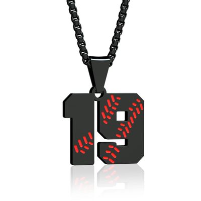 Aiyo Fashion Inspiration Baseball Jersey Number 0-99 Necklace - Stainless Steel Baseball Chain Pendant Necklace - Team Jewelry Gift for Boys & Girls