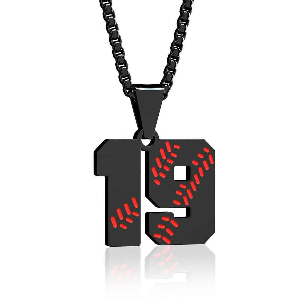 Aiyo Fashion Inspiration Baseball Jersey Number 0-99 Necklace - Stainless Steel Baseball Chain Pendant Necklace - Team Jewelry Gift for Boys & Girls