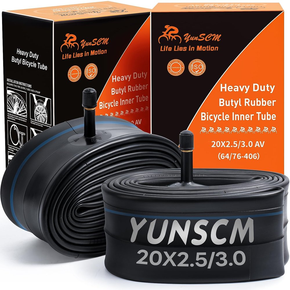 2-PCS 20x3 Heavy Duty E-Bike Tubes 20x2.50 20X3.0 AV32mm ETRTO 64/76-406 Inner Tubes 20" x 3.0" Compatible with 20x2.50/2.60/2.80/3.0 E-Bike Bicycle Fat Tire Tubes Schrader Valve