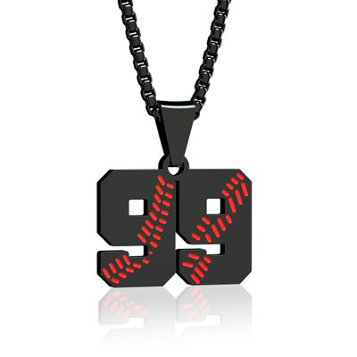 Aiyo Fashion Inspiration Baseball Jersey Number 0-99 Necklace - Stainless Steel Baseball Chain Pendant Necklace - Team Jewelry Gift for Boys & Girls