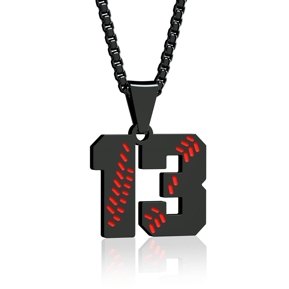 Aiyo Fashion Inspiration Baseball Jersey Number 0-99 Necklace - Stainless Steel Baseball Chain Pendant Necklace - Team Jewelry Gift for Boys & Girls